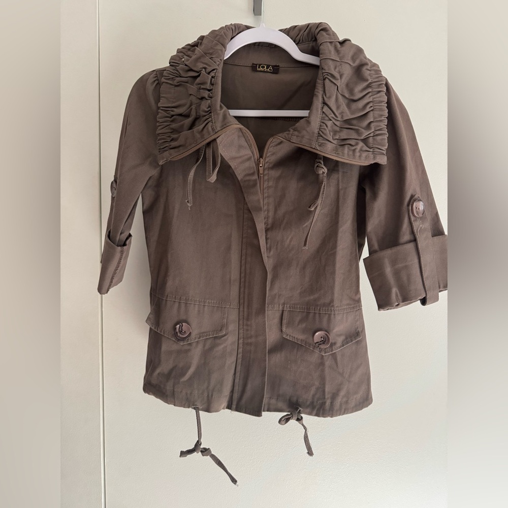 Lola Giacca 3/4 Length Jacket with Ruched Collar